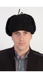 Black karakul fur hat - Russian style